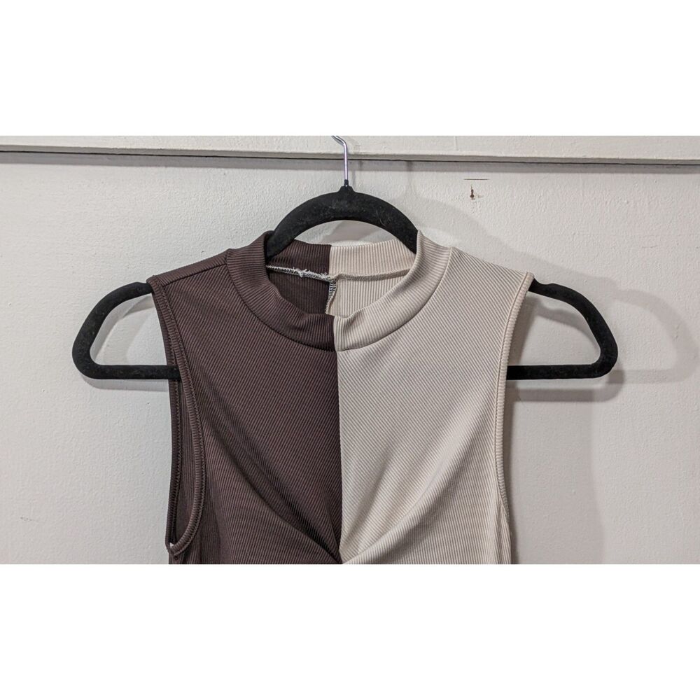 SHEIN two toned ribbed mock neck dress M - Picture 3 of 5
